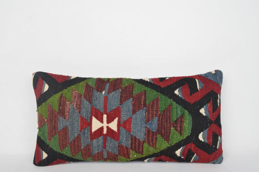 Green Kilim Pillow Covers, Pink Turkish Pillow Covers F00144 12x24 " - 30x60 cm.