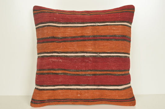 Vintage Kilim Flat Weave Rug Pillow B01864 20x20 Coastal Hand Knot