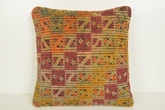 Turkish Kilim Pillow Cover 16x16 " 40x40 cm. D03406