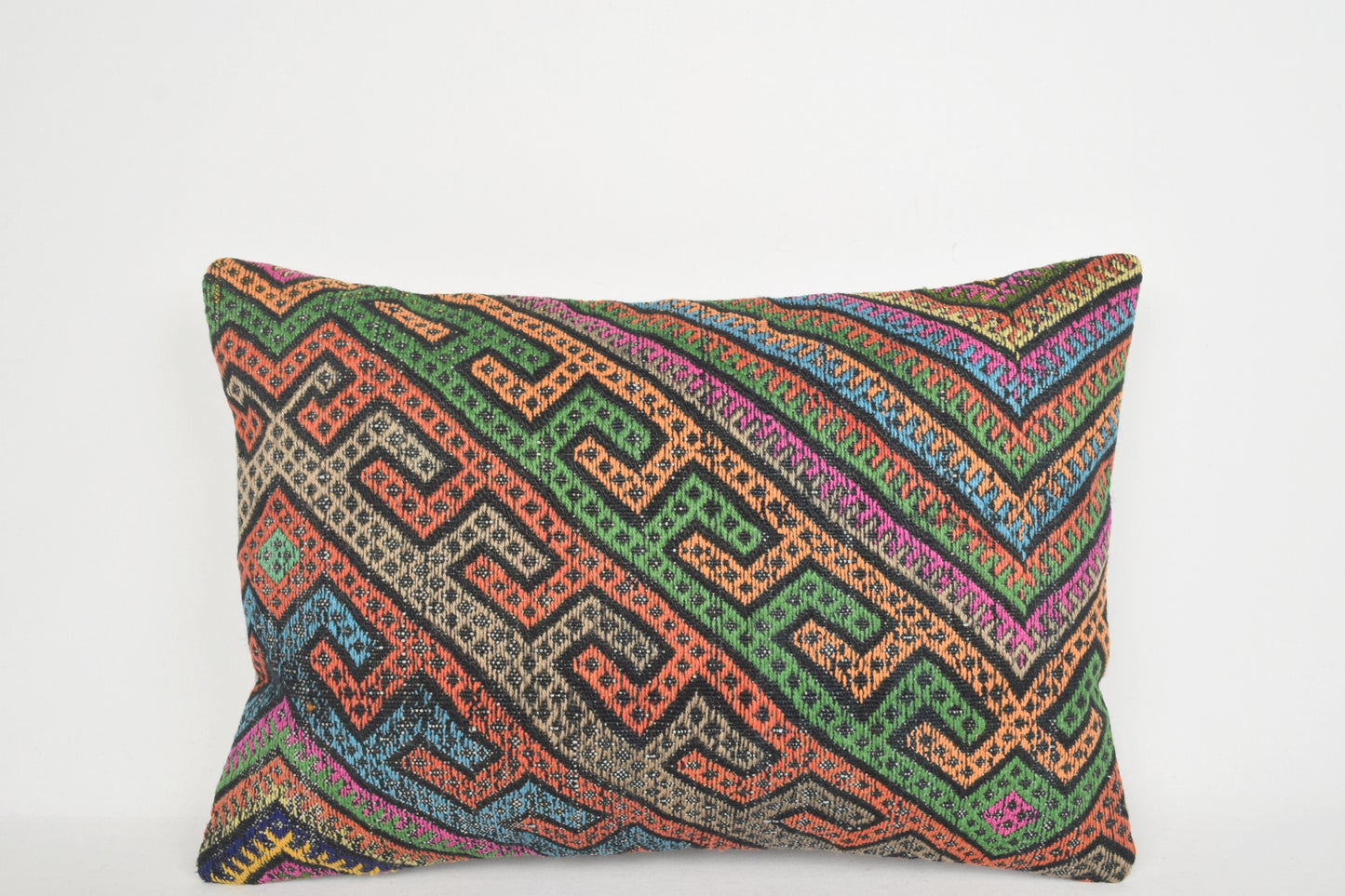 Ikat Kilim Cushion Cover E00103 Lumbar Village Hand Crafted Handwork