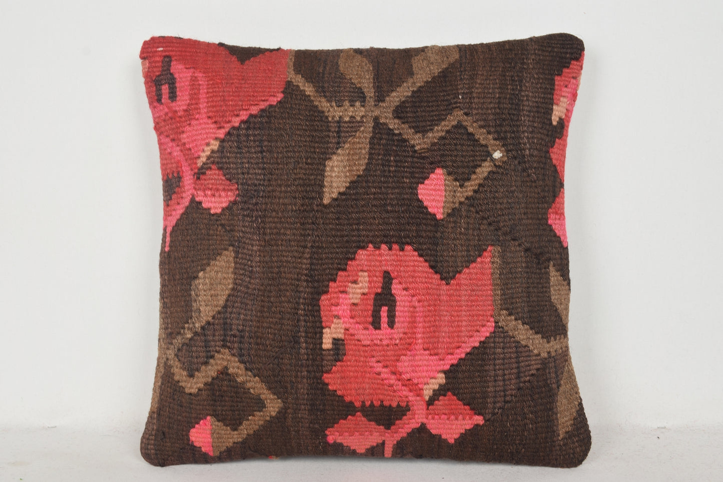 Brown Coral Pink Turkish Throw Pillow Covers C00405 18x18 " - 45x45 cm.