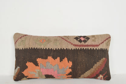 Vintage Turkish Kilim Rug Pillow Cover Cushion Case Sham 12x24 " 30x60 cm. F00305