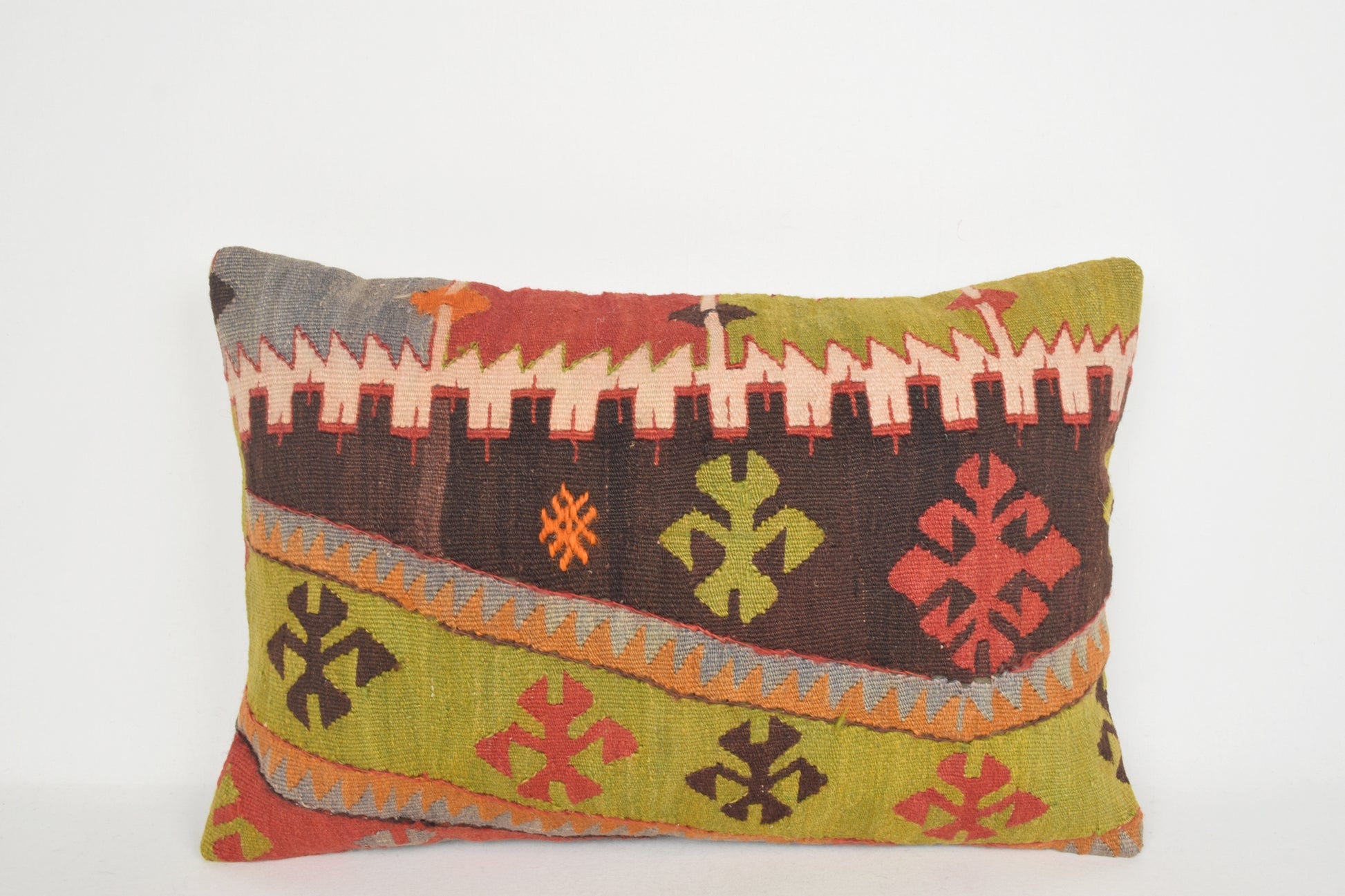 Kilim Pillows Wayfair E00105 Lumbar Modern Handknit Antique