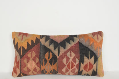 Vintage Turkish Kilim Rug Pillow Cover Cushion Case Sham 12x24 " 30x60 cm. F00306