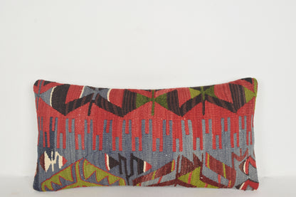 Vintage Turkish Kilim Rug Pillow Cover Cushion Case Sham 12x24 " 30x60 cm. F00309