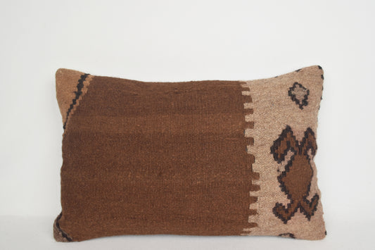 Folk brown kilim pillow lumbar