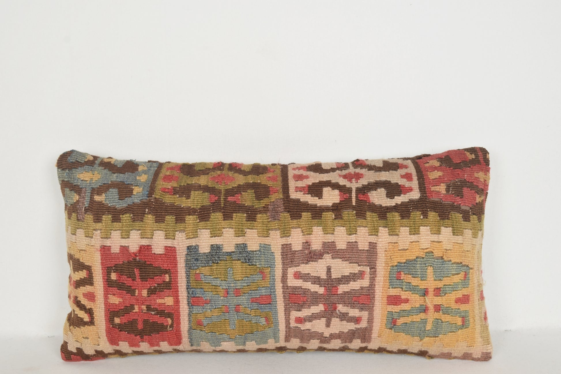 Vintage Turkish Kilim Rug Pillow Cover Cushion Case Sham 12x24 " 30x60 cm. F00310