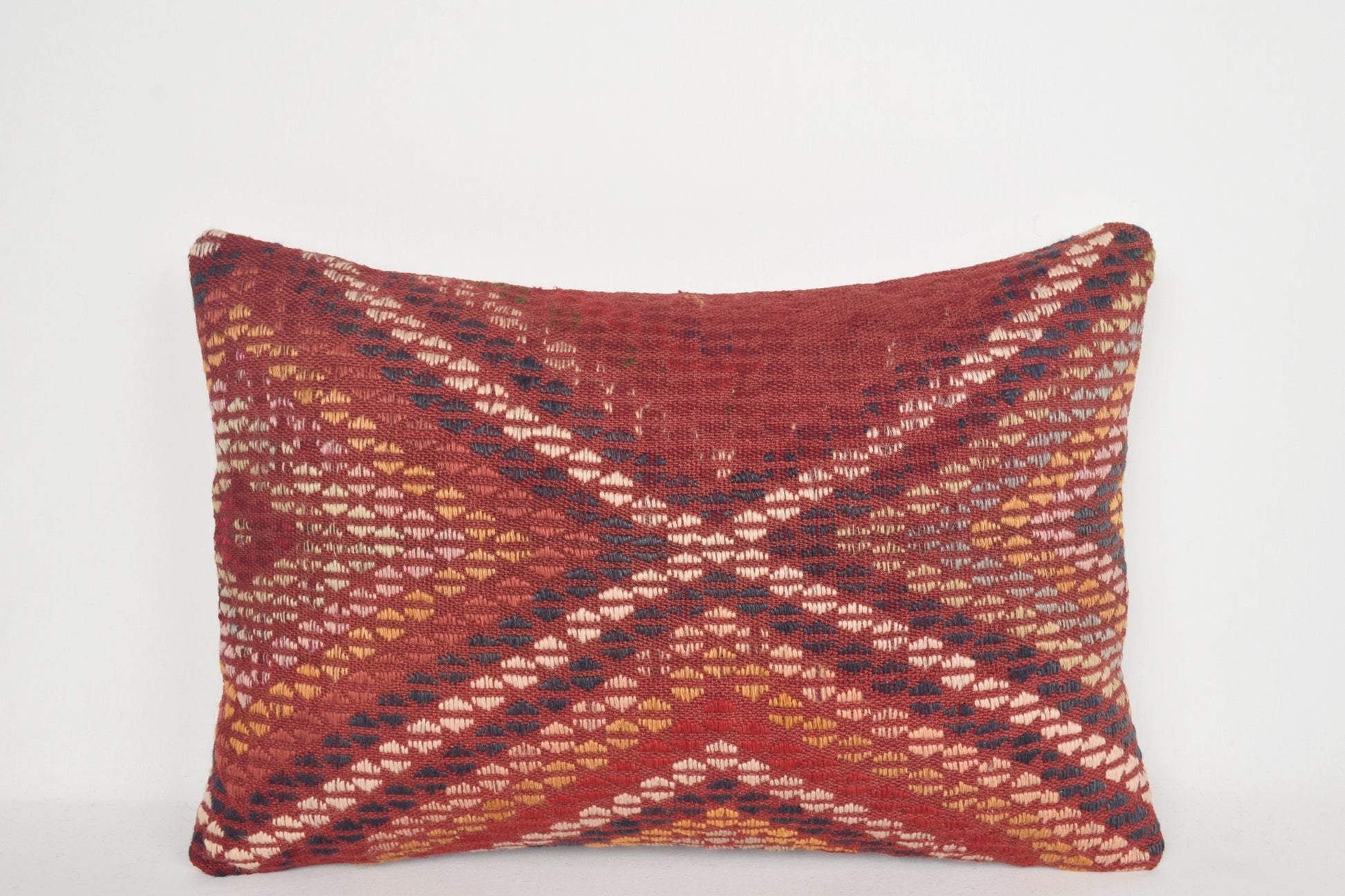 Kilim Rug Floor Pillow E00221 Lumbar House Geometric Crochet