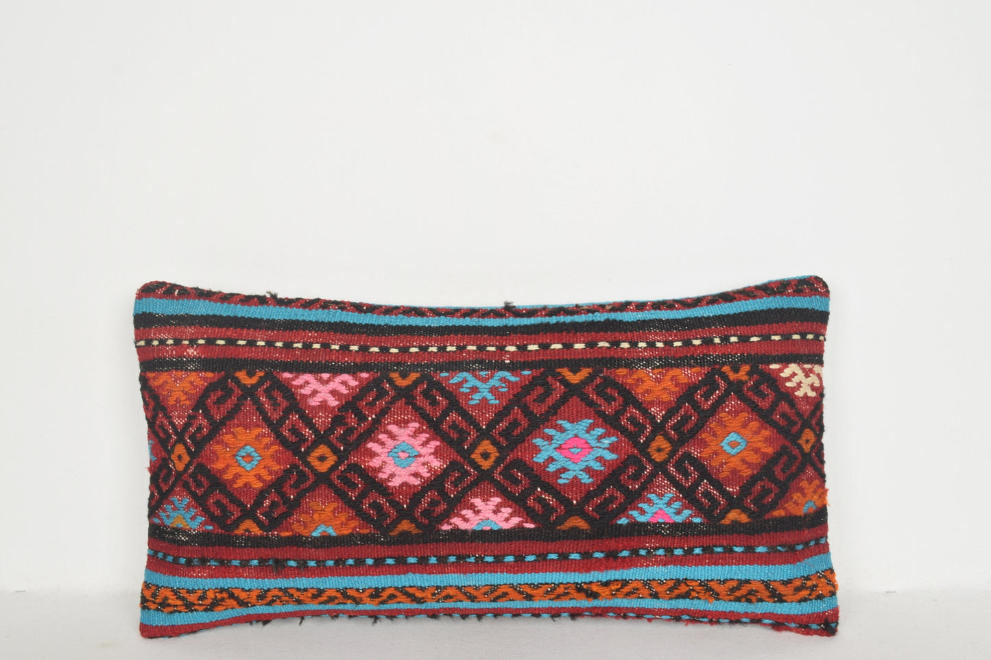 Vintage Turkish Kilim Rug Pillow Cover Cushion Case Sham 12x24 " 30x60 cm. F00321