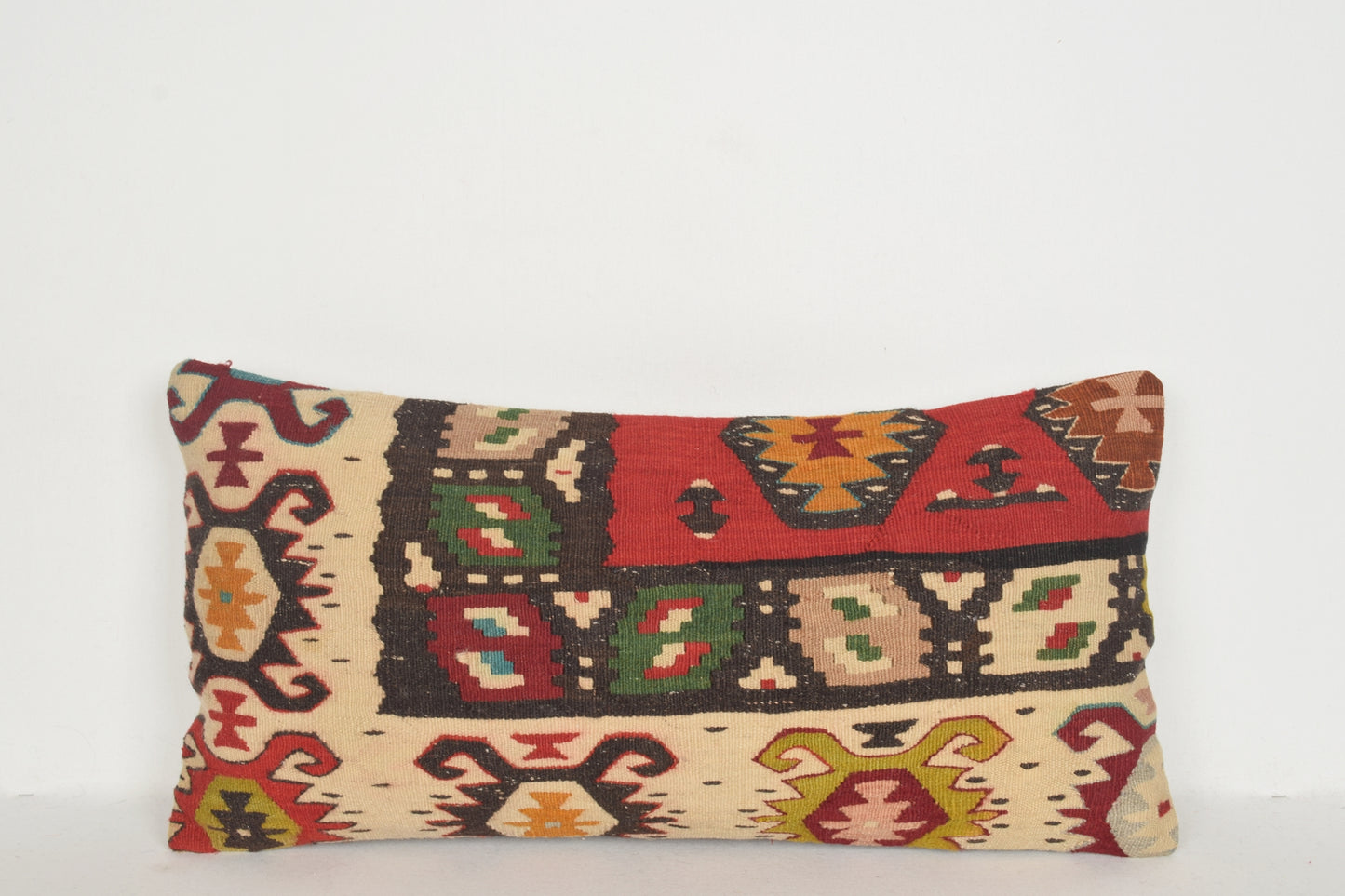 Vintage Turkish Kilim Rug Pillow Cover Cushion Case Sham 12x24 " 30x60 cm. F00323