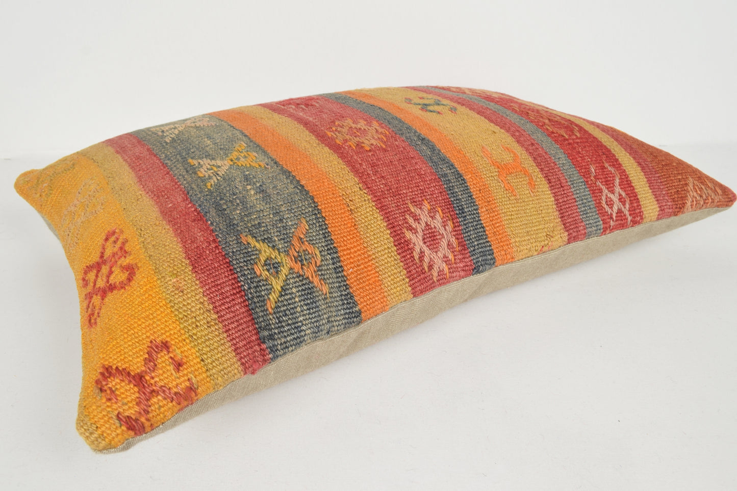 Antique Turkish Kilim Rugs for Sale Pillow 16x24 " 40x60 cm. E00624