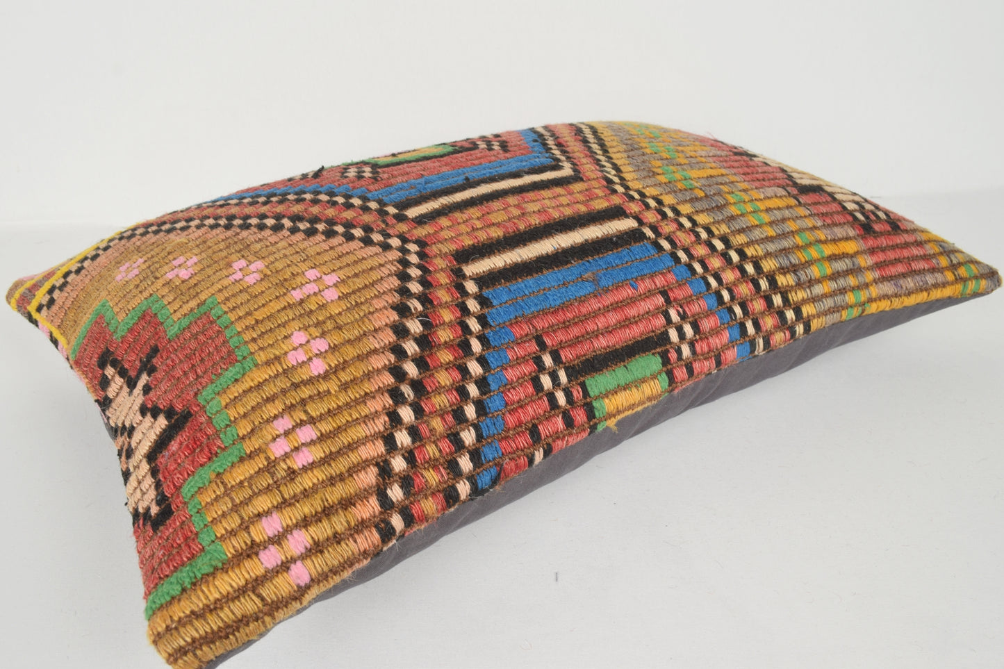 Kilim Pillow Livingroom E00325 Lumbar Hand crafted Northern Aztec