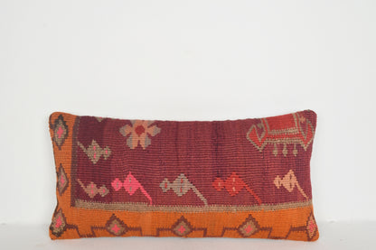 Vintage Turkish Kilim Rug Pillow Cover Cushion Case Sham 12x24 " 30x60 cm. F00327