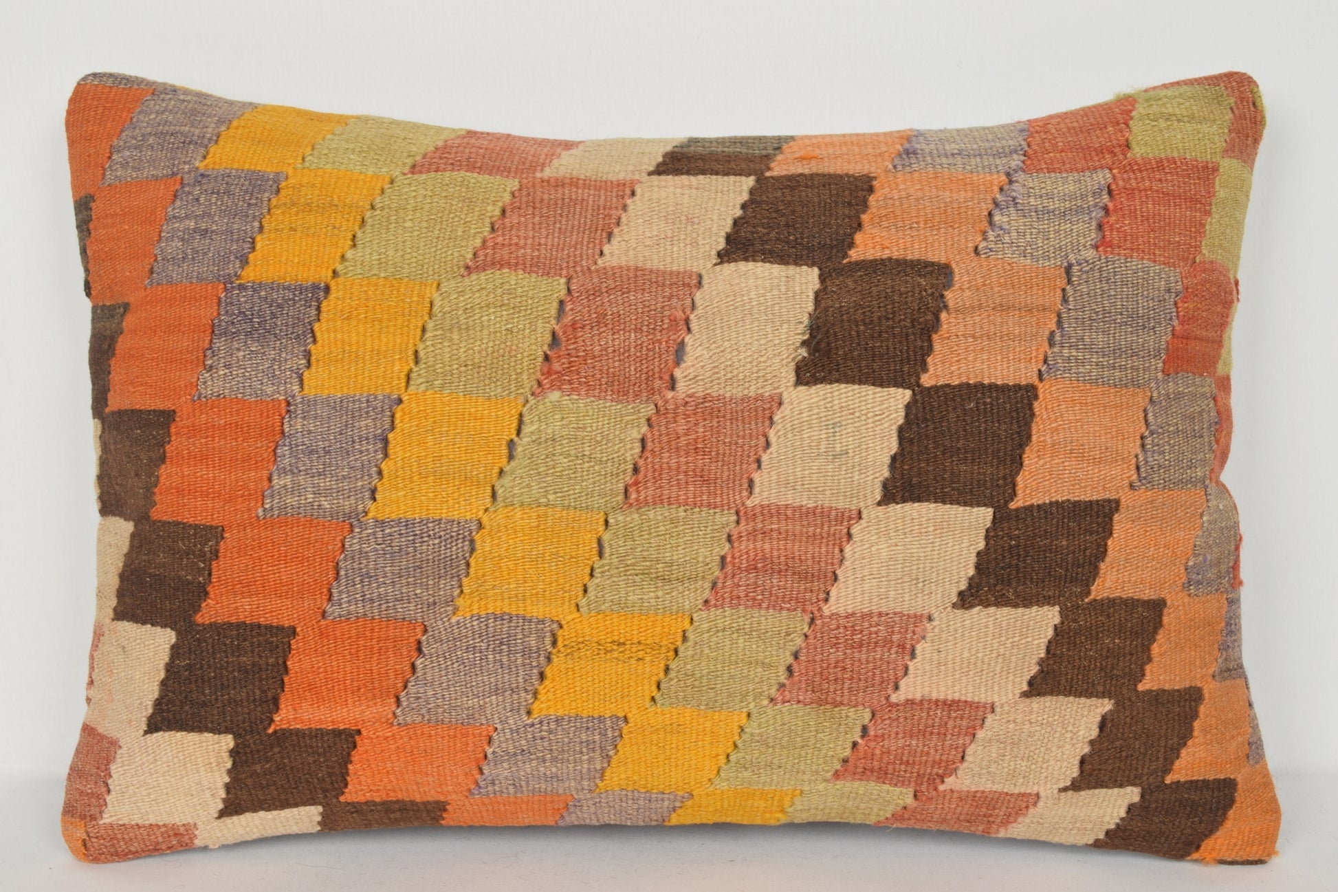 Moroccan Kilim Cushion E00327 Lumbar Throw Bohemian Handmade Folk