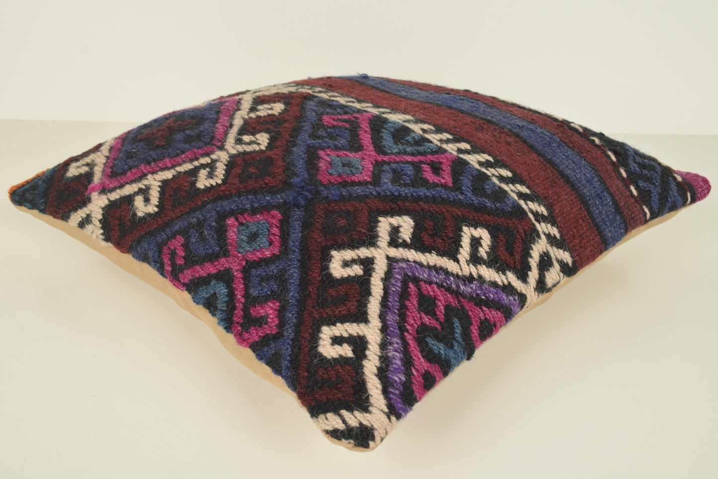 Blue Red Pink Crate and Barrel Kilim Rug Pillow C00830 18x18 " - 45x45 cm.