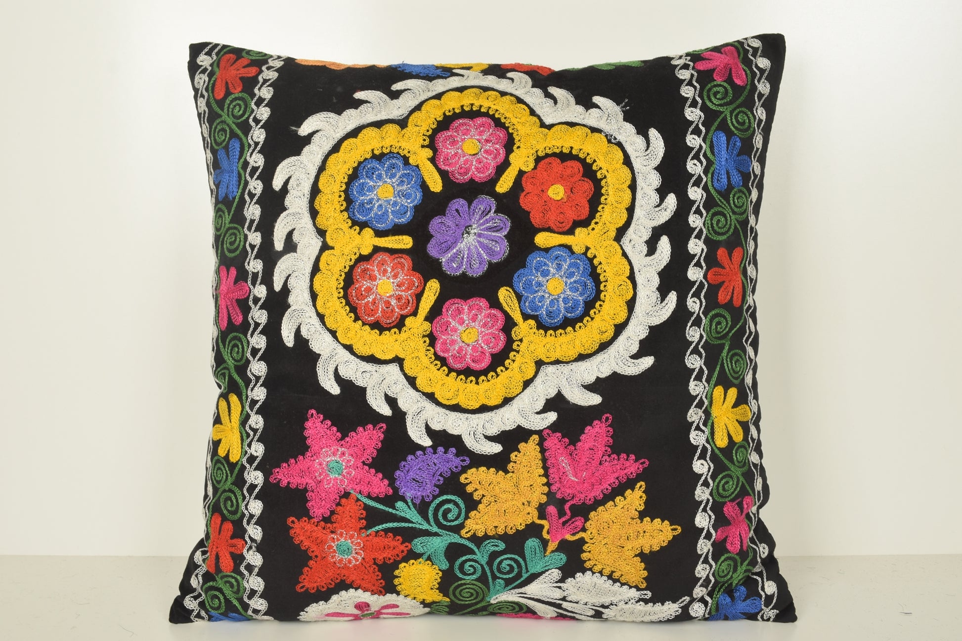 Uzbek Suzani Floor Pillow A01031 24x24 Embellishing Victorian Ornament