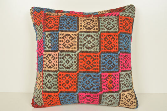 Orange Purple Pink Striped Ethnic Pillow C00832 18x18 " - 45x45 cm.