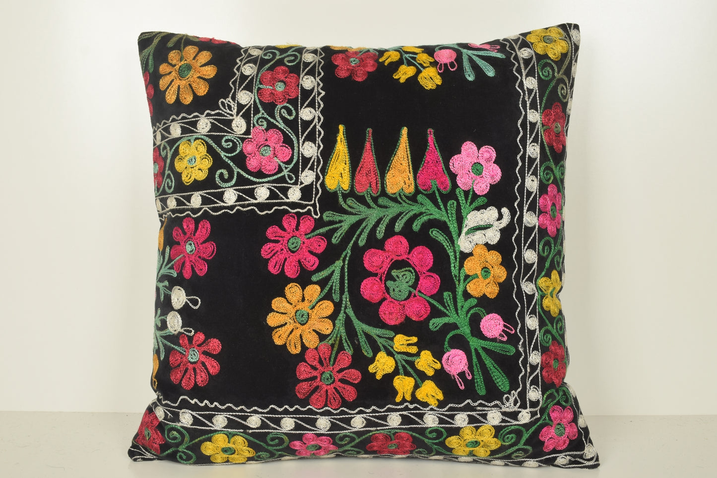 Discount Suzani Pillows A01033 24x24 Primitive Folk art Crochet