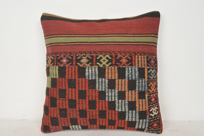 Red Green Tan Vintage Pillow Fabric C00741 18x18 " - 45x45 cm.