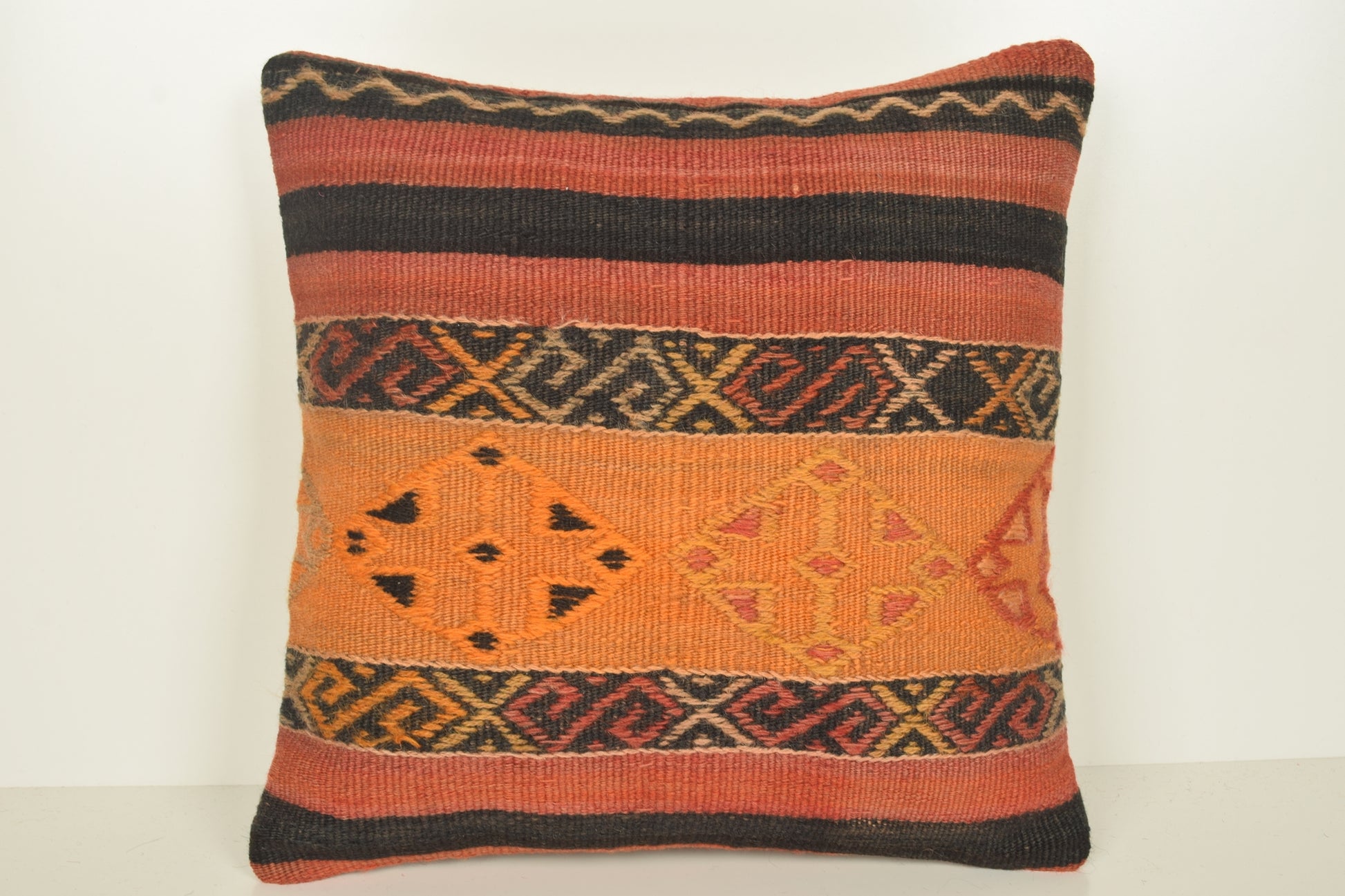 Black Red Orange Southwestern Tribal Pillows C00843 18x18 " - 45x45 cm.