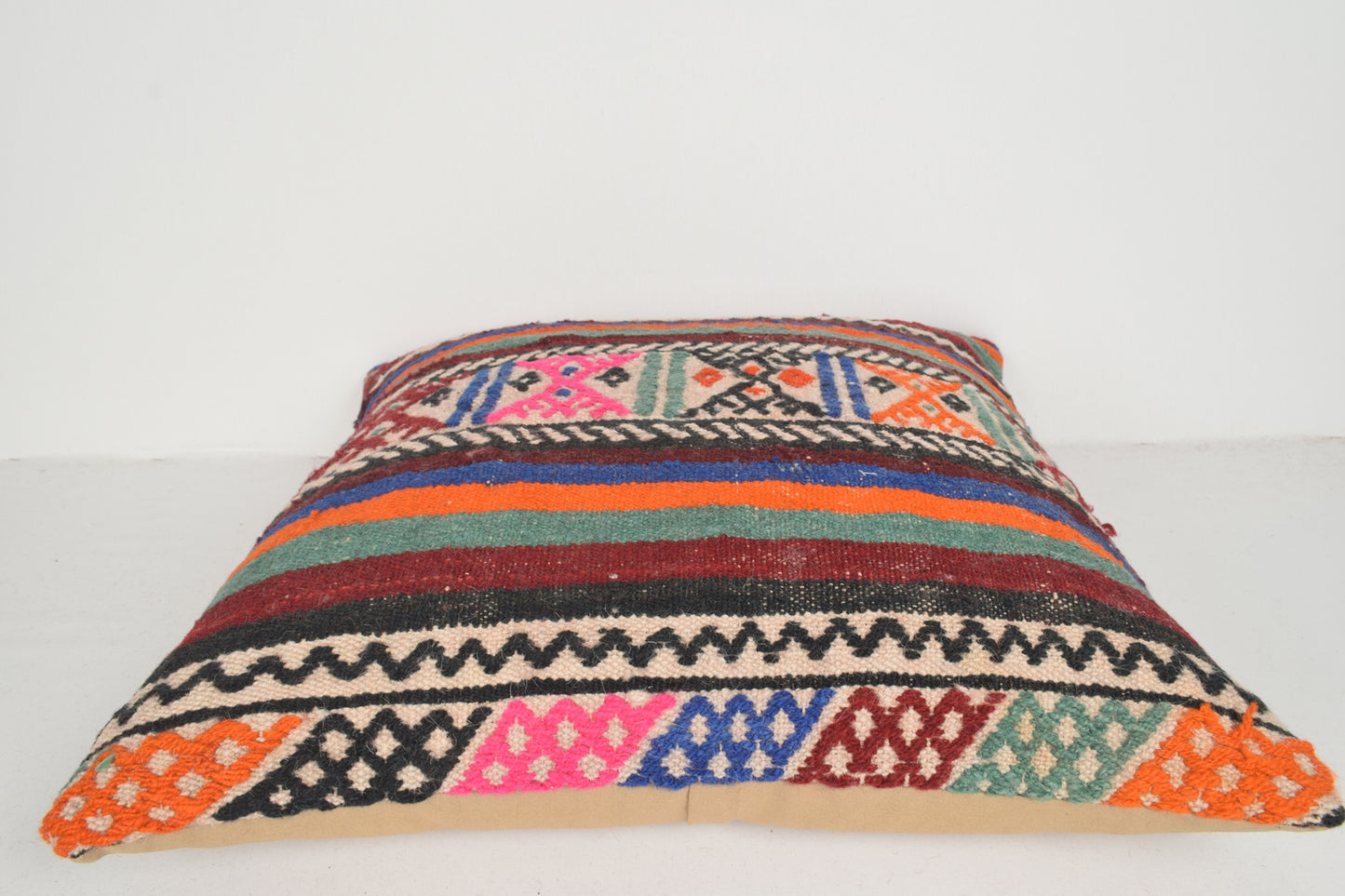 Pink Orange Kilim Cushion A00743 Navajo decorative pillows Tapestry cushions 24x24