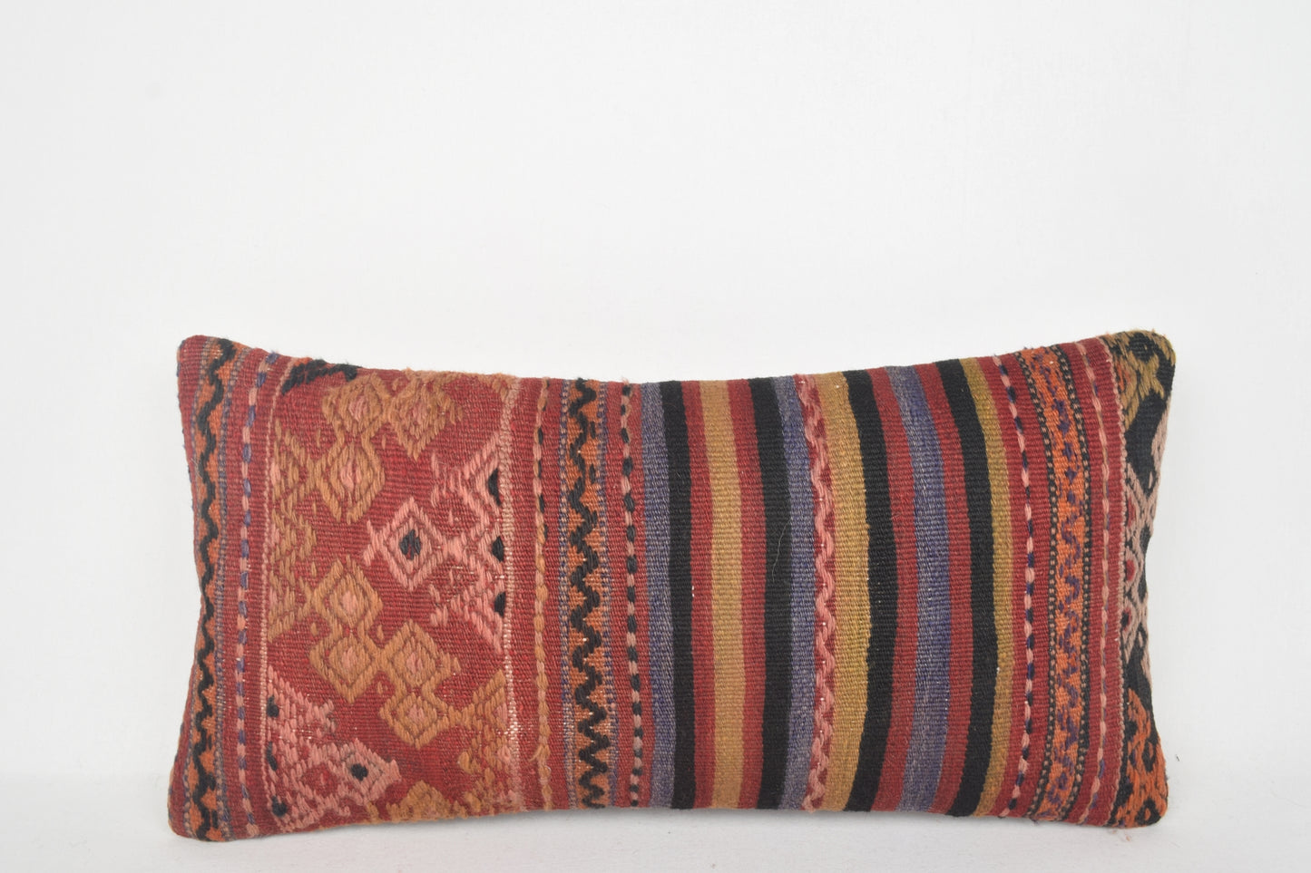 Vintage Turkish Kilim Rug Pillow Cover Cushion Case Sham 12x24 " 30x60 cm. F00244