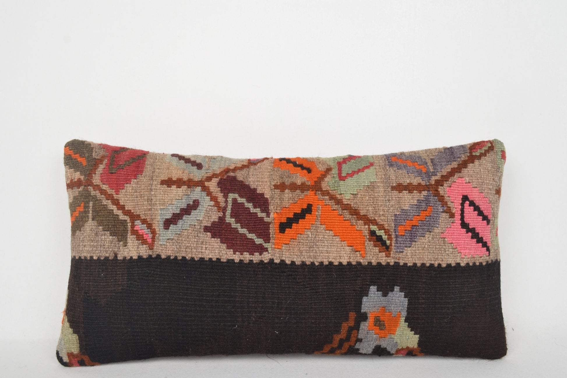 Vintage Turkish Kilim Rug Pillow Cover Cushion Case Sham 12x24 " 30x60 cm. F00245