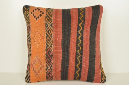 Orange Black Pink Kilim Rugs UK Pillows C00845 18x18 " - 45x45 cm.