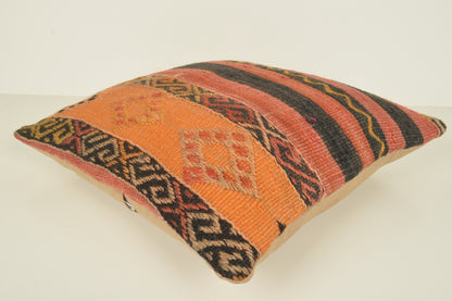 Orange Black Pink Kilim Rugs UK Pillows C00845 18x18 " - 45x45 cm.