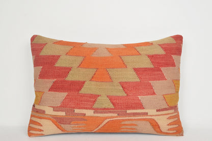 Kilim Print Pillow E00048 Lumbar Nomad Folkloric Knotted Woollen
