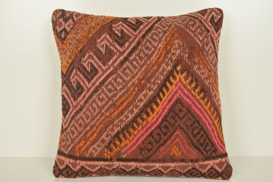 Orange Brown Pink Kilim Rugs Daylesford Pillow C01049 18x18 " - 45x45 cm.