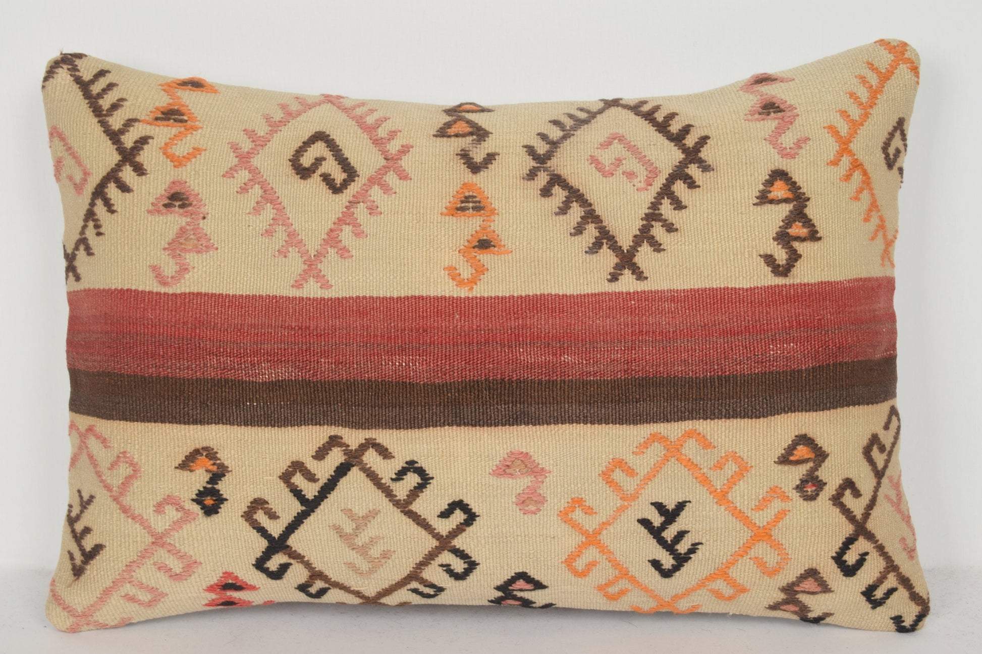 Discount Kilim Pillows E00452 Lumbar Village Hand Woven Knit