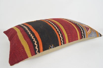 Kilim Floor Cushion UK E00152 Lumbar Moroccan Cool Vintage
