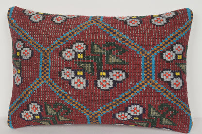 Burgundy Kilim Pillow E00361 Lumbar Coastal Folk Art Interior