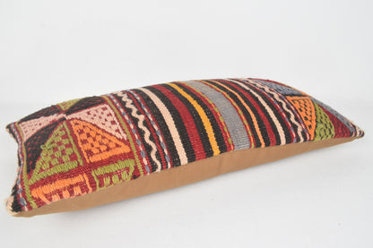 Vintage Turkish Kilim Rug Pillow Cover Cushion Case Sham 12x24 " 30x60 cm. F00274