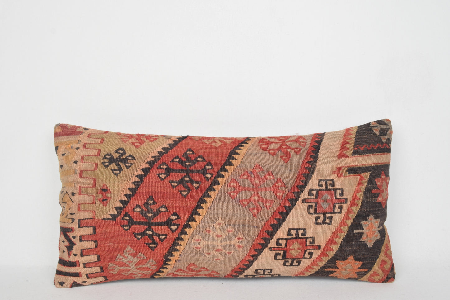 Vintage Turkish Kilim Rug Pillow Cover Cushion Case Sham 12x24 " 30x60 cm. F00276