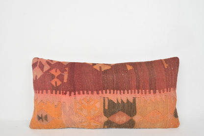Vintage Turkish Kilim Rug Pillow Cover Cushion Case Sham 12x24 " 30x60 cm. F00278