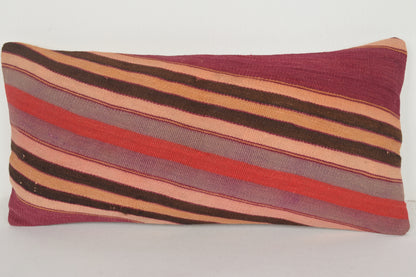 Striped Turkish Kilim Flat Weave Rug Pillow F02482