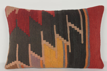Striped Kilim Pillow E00388 Lumbar Patio Beach Folkloric Woolen