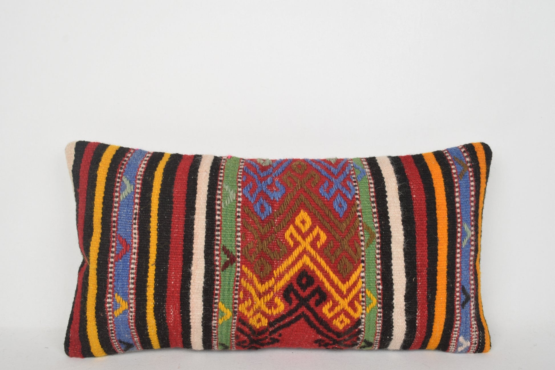 Vintage Turkish Kilim Rug Pillow Cover Cushion Case Sham 12x24 " 30x60 cm. F00292