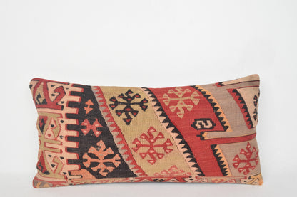 Vintage Turkish Kilim Rug Pillow Cover Cushion Case Sham 12x24 " 30x60 cm. F00297