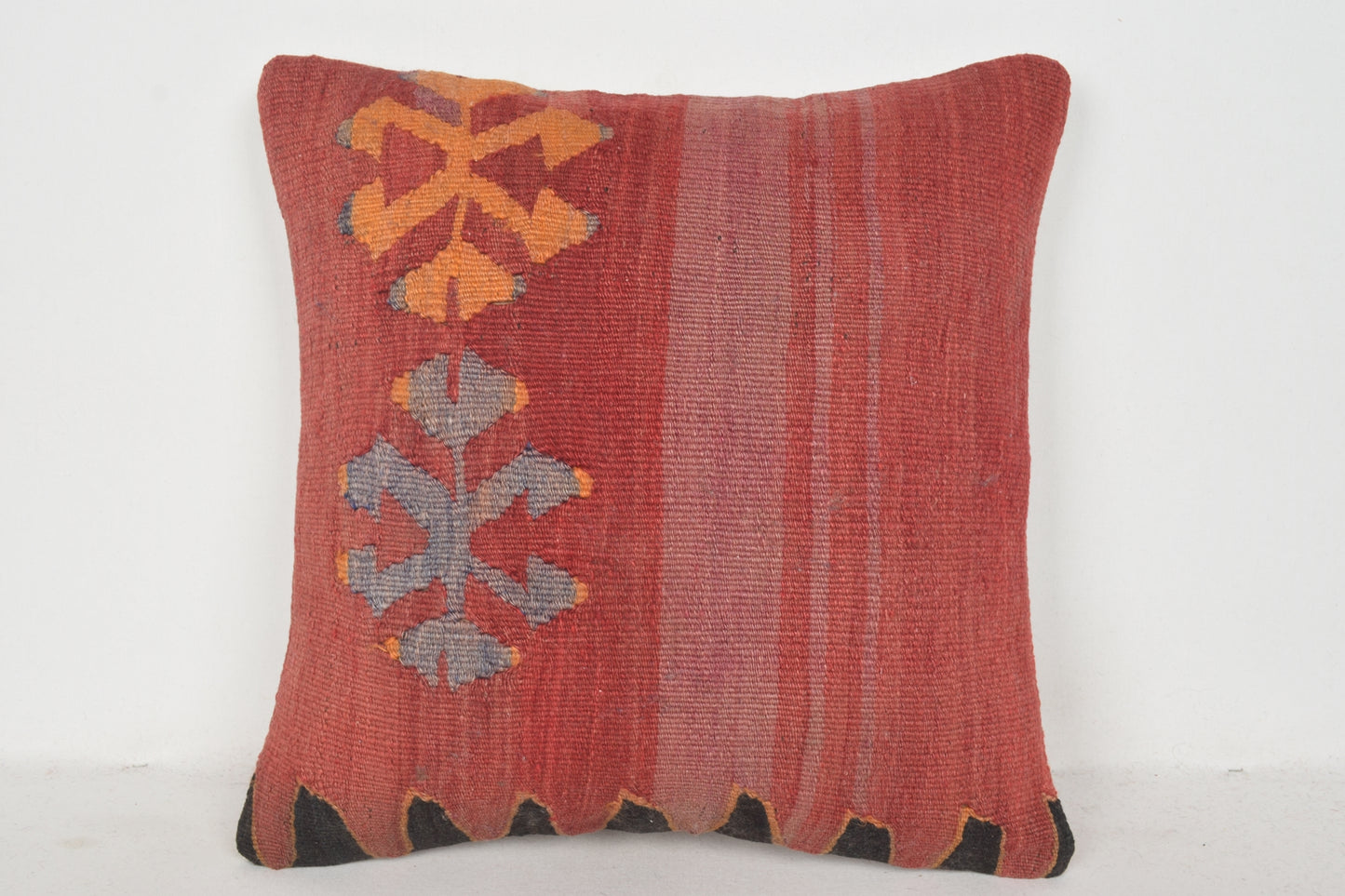 Coral Red Orange Purple Kilim Rug Cushions C00629 18x18 " - 45x45 cm.