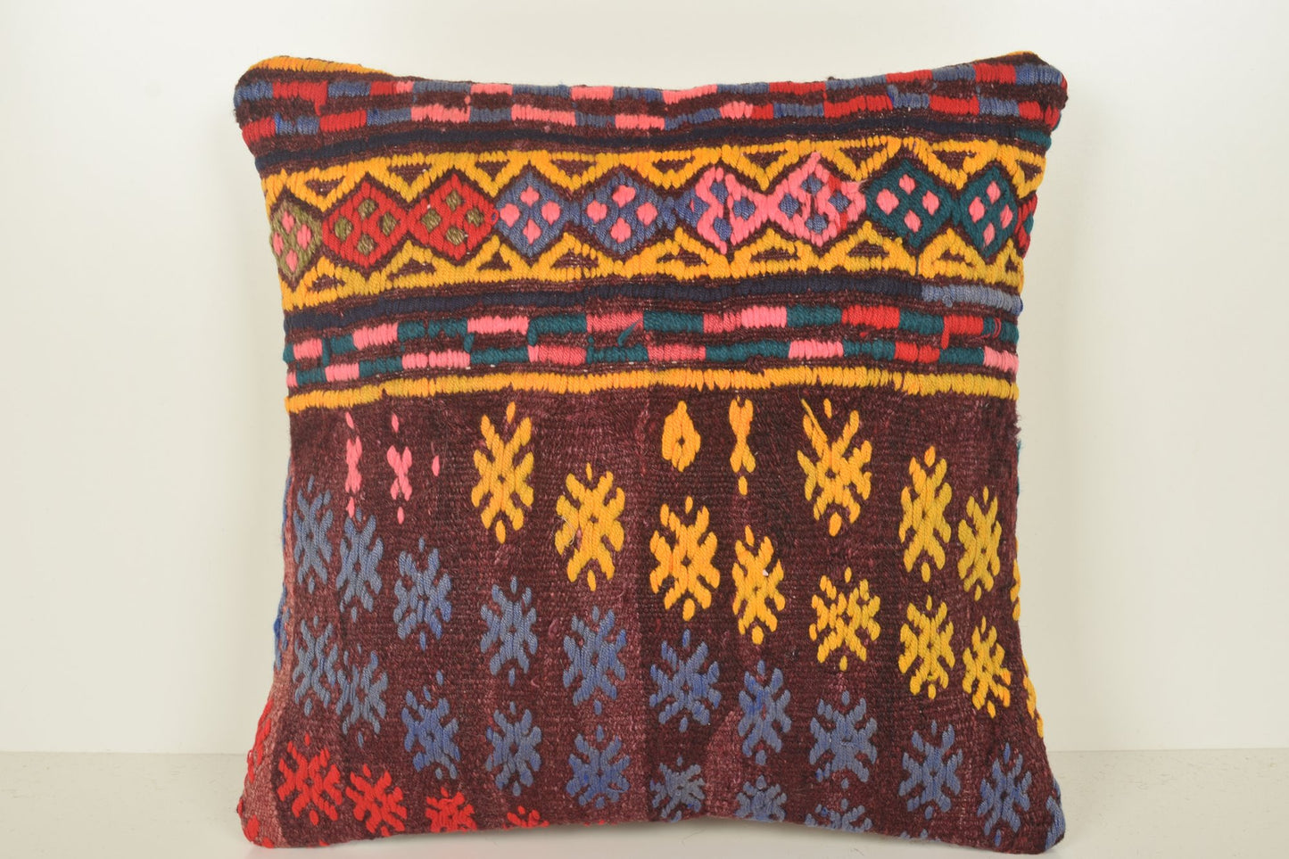 Kilim Cushion Ikea C01391 18x18 Folkloric Gypsy Handwork