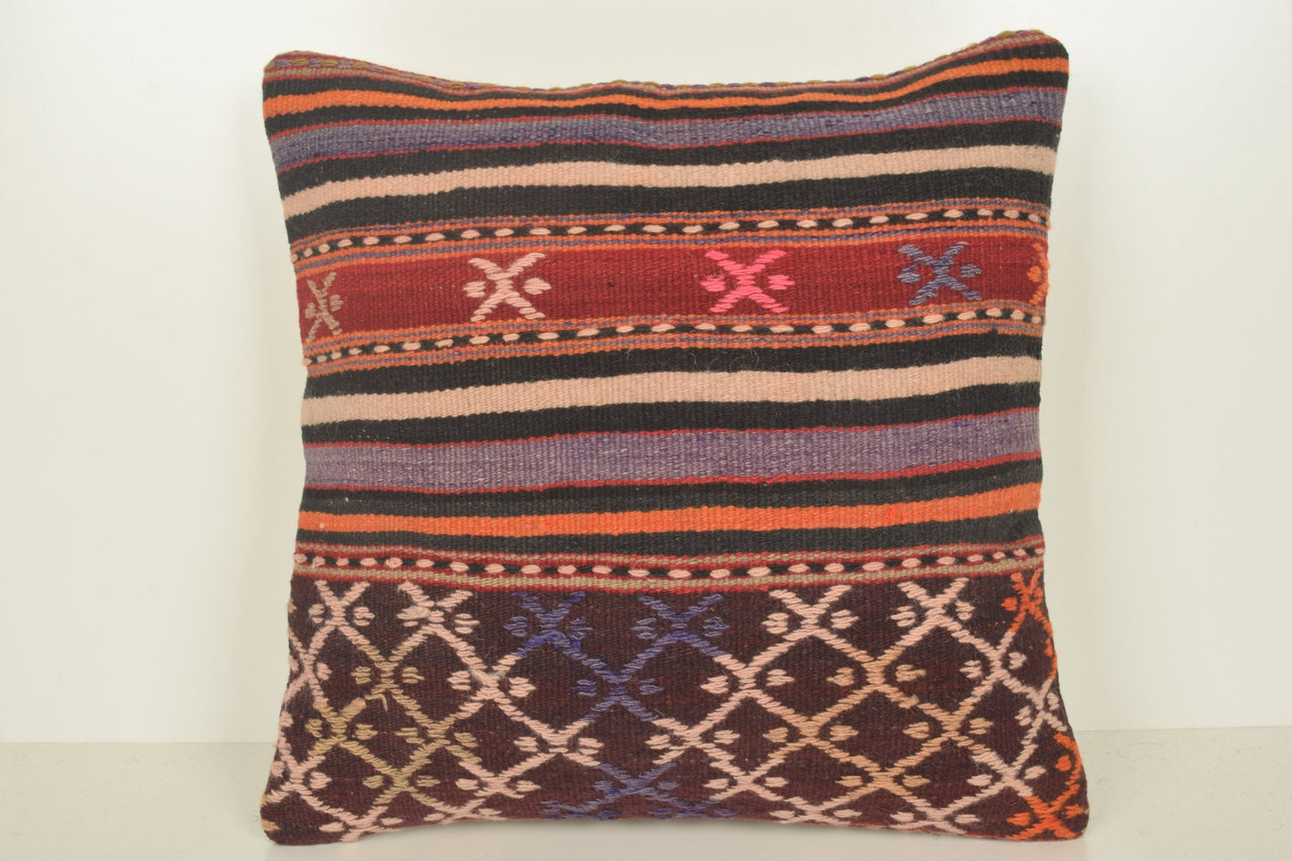 Turkish Kilim Pillows Shop C01442 18x18 Tapestry Woolen Armchair