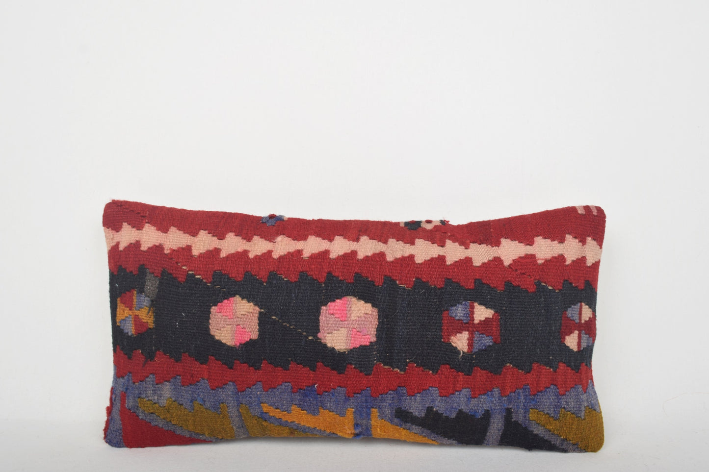 Kilim Pillow Pastel G00443 Mythological Burlap Victorian Hand Embroidery Primitive